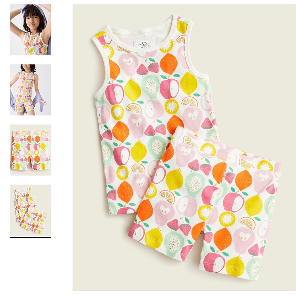 Crewcuts size 3 glitter fruit 🍎 🍋 🍓 tank top sleep set